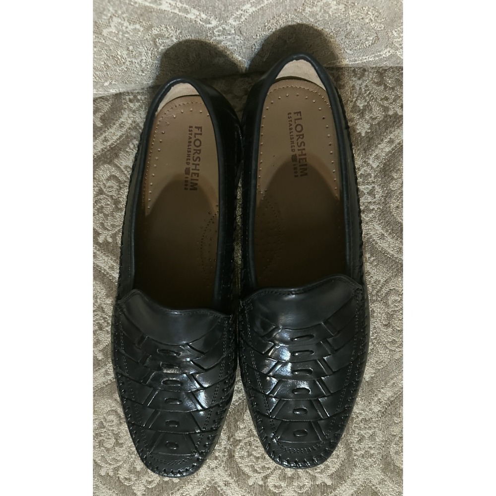 FLORSHEIM Weave "Bridgeport" loafers men's size 7 black style #18341